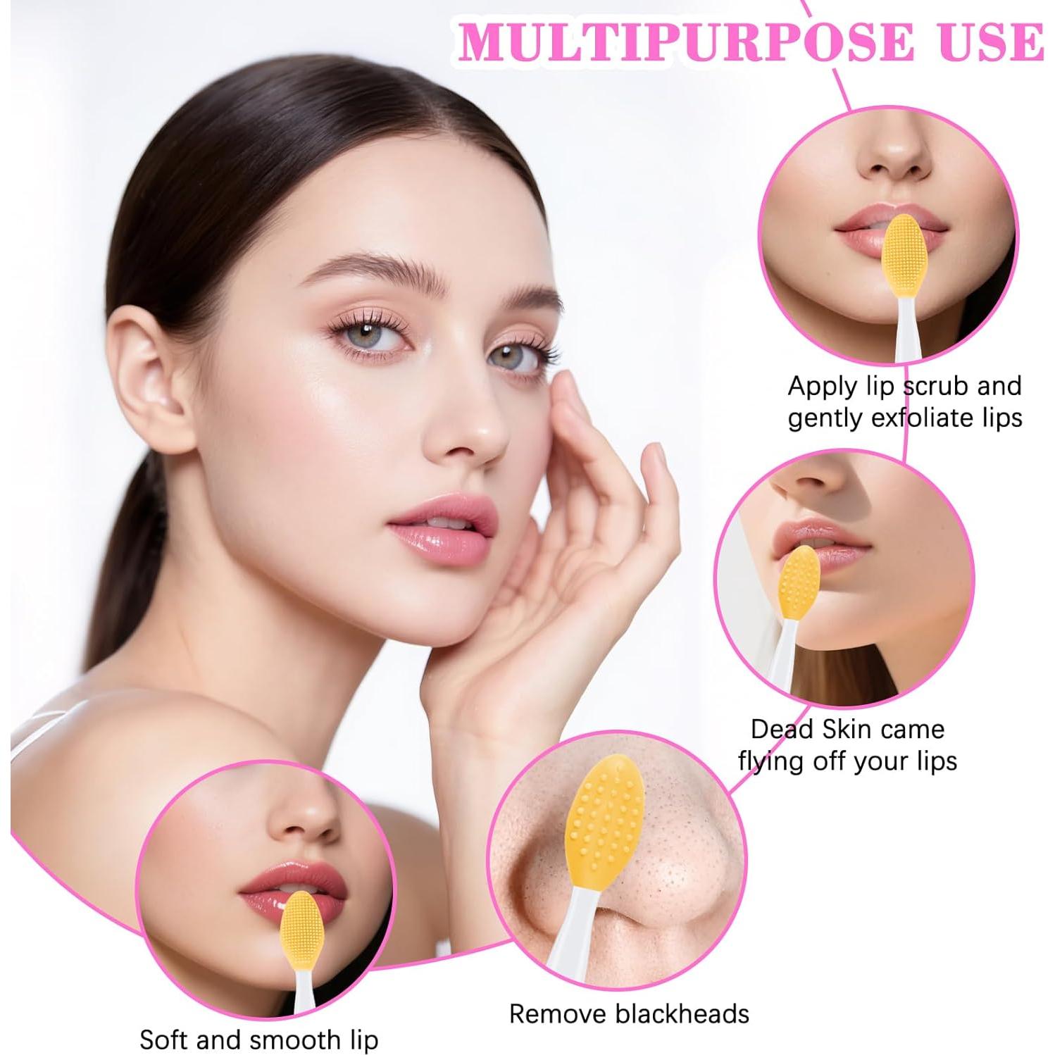 10 Cepillos Faciales de Silicona Doble Cara Exfoliantes LLMSIX