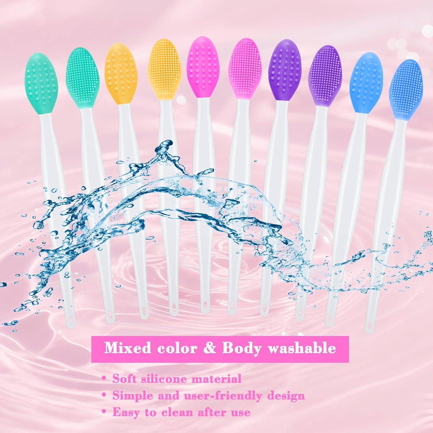 10 Cepillos Faciales de Silicona Doble Cara Exfoliantes LLMSIX