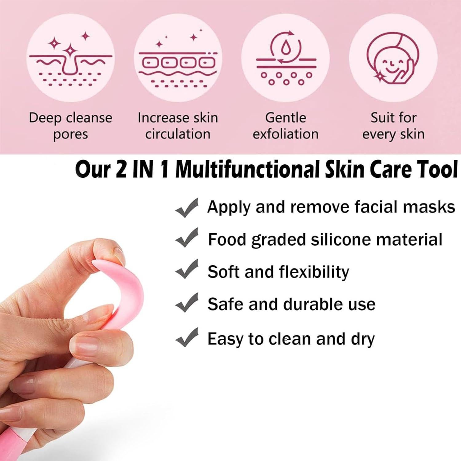 Cepillo Facial de Silicona Zyvoreliax - 2 Piezas, Doble Cabeza