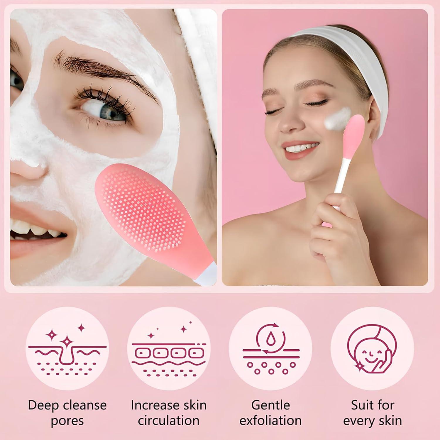 Cepillo Facial de Silicona Zyvoreliax - 2 Piezas, Doble Cabeza