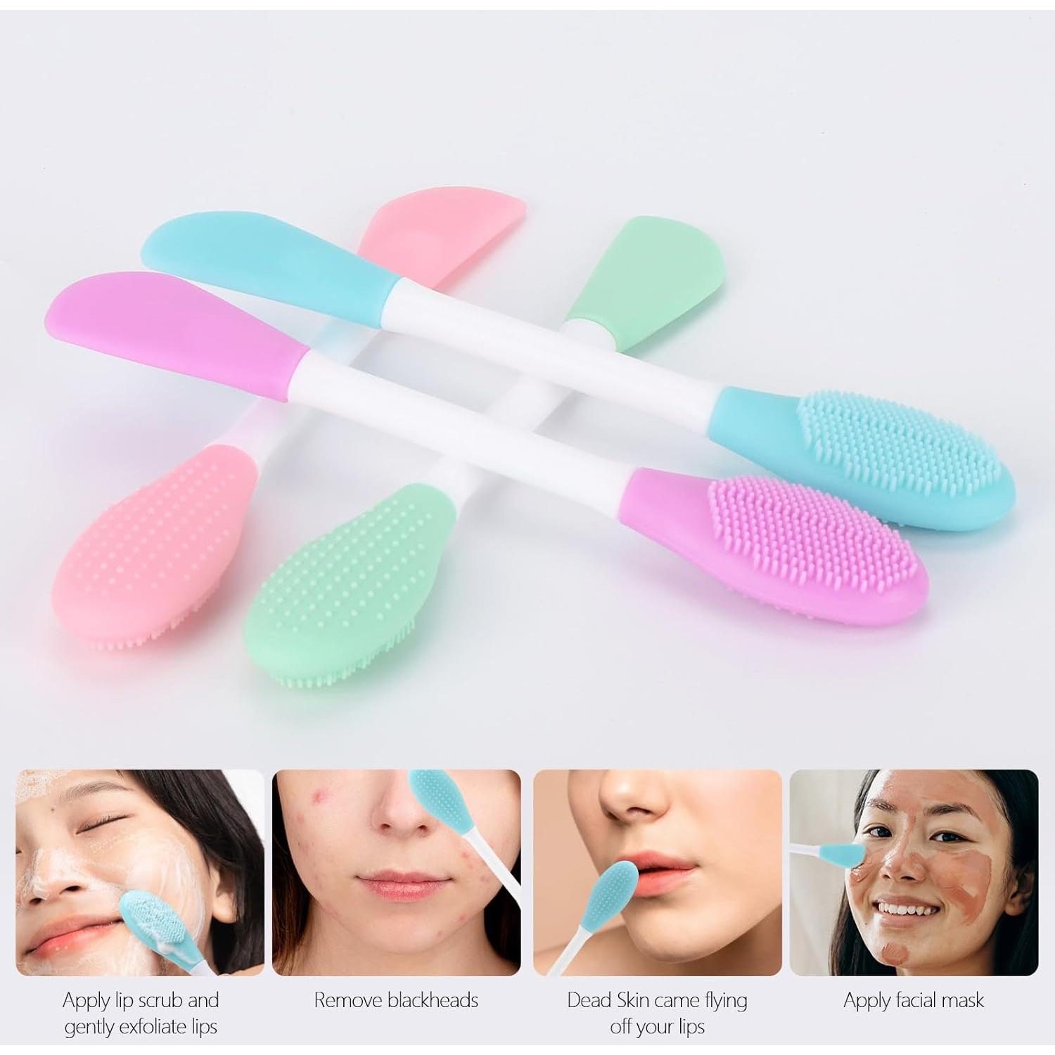 Paquete de 4 Aplicadores de Mascarilla Facial Silicona 2 en 1