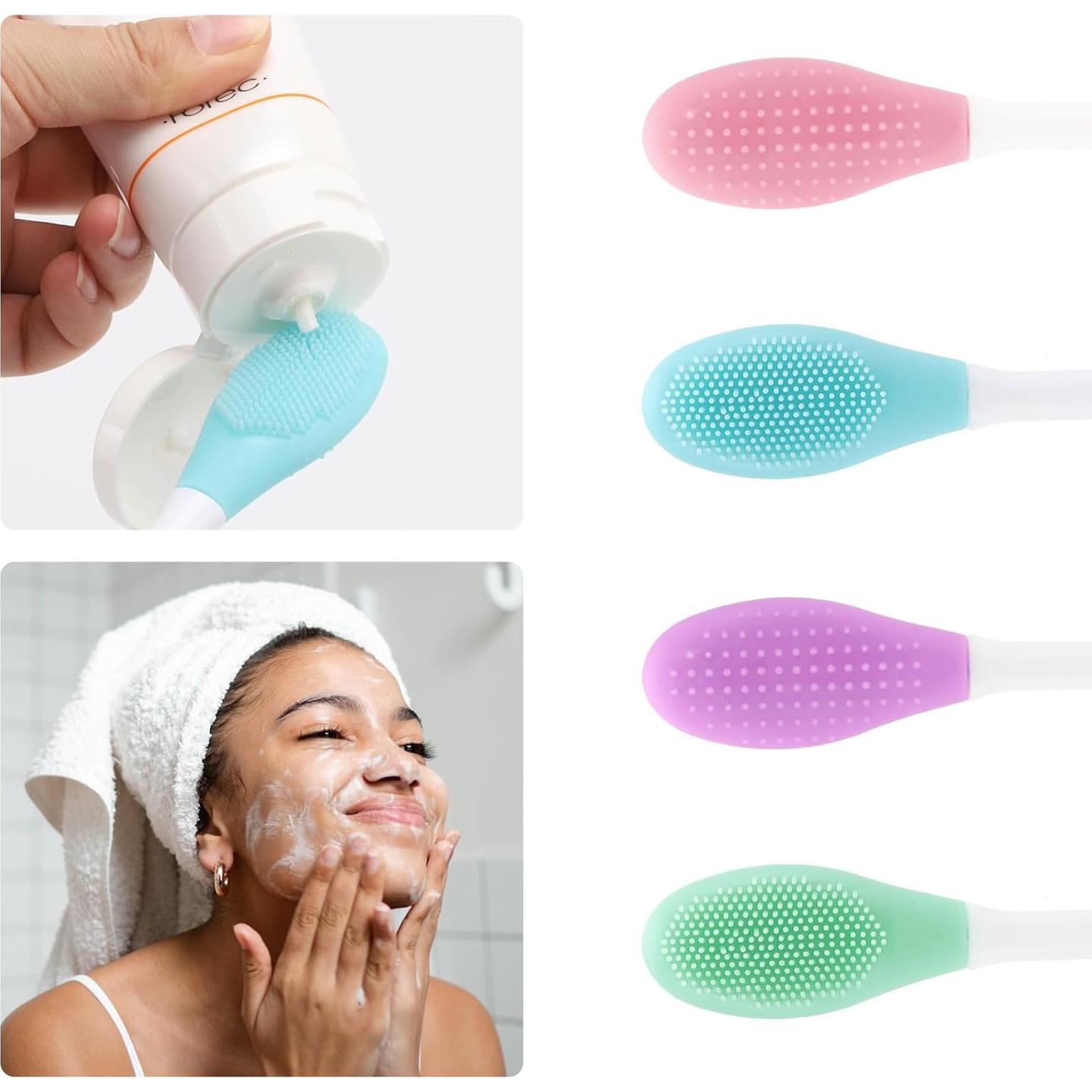 Paquete de 4 Aplicadores de Mascarilla Facial Silicona 2 en 1