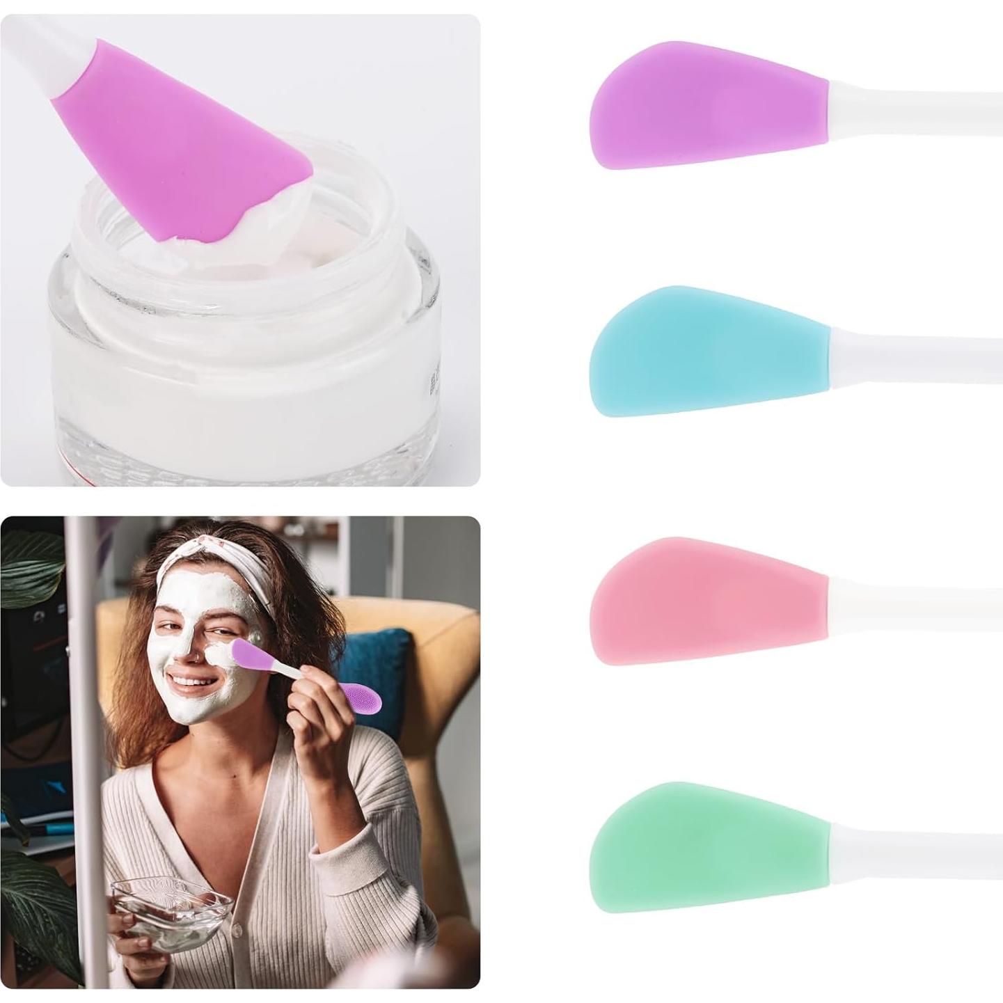 Paquete de 4 Aplicadores de Mascarilla Facial Silicona 2 en 1