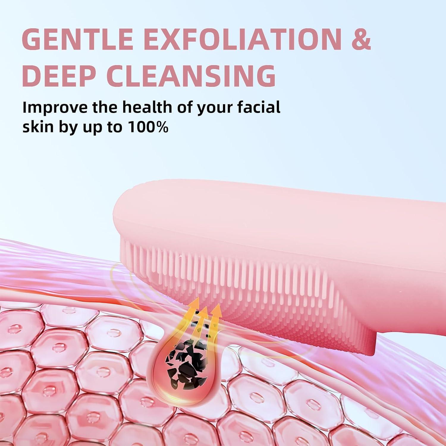 Cepillo Facial Eléctrico KZERO Rosa de Silicona Suave