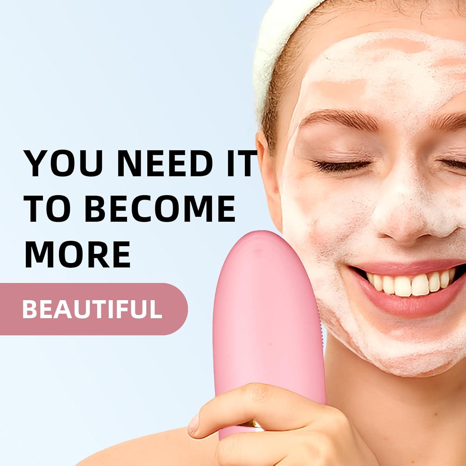 Cepillo Facial Eléctrico KZERO Rosa de Silicona Suave