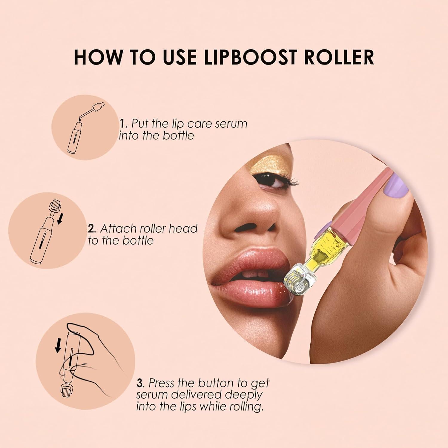 Rodillo Derma TIDEWISH con Aplicador de Suero 0.25mm Rosa