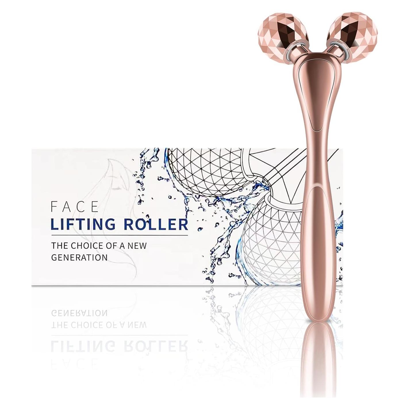 Rodillo de Masaje Facial 3D SZMDLX Oro Rosa - Antienvejecimiento