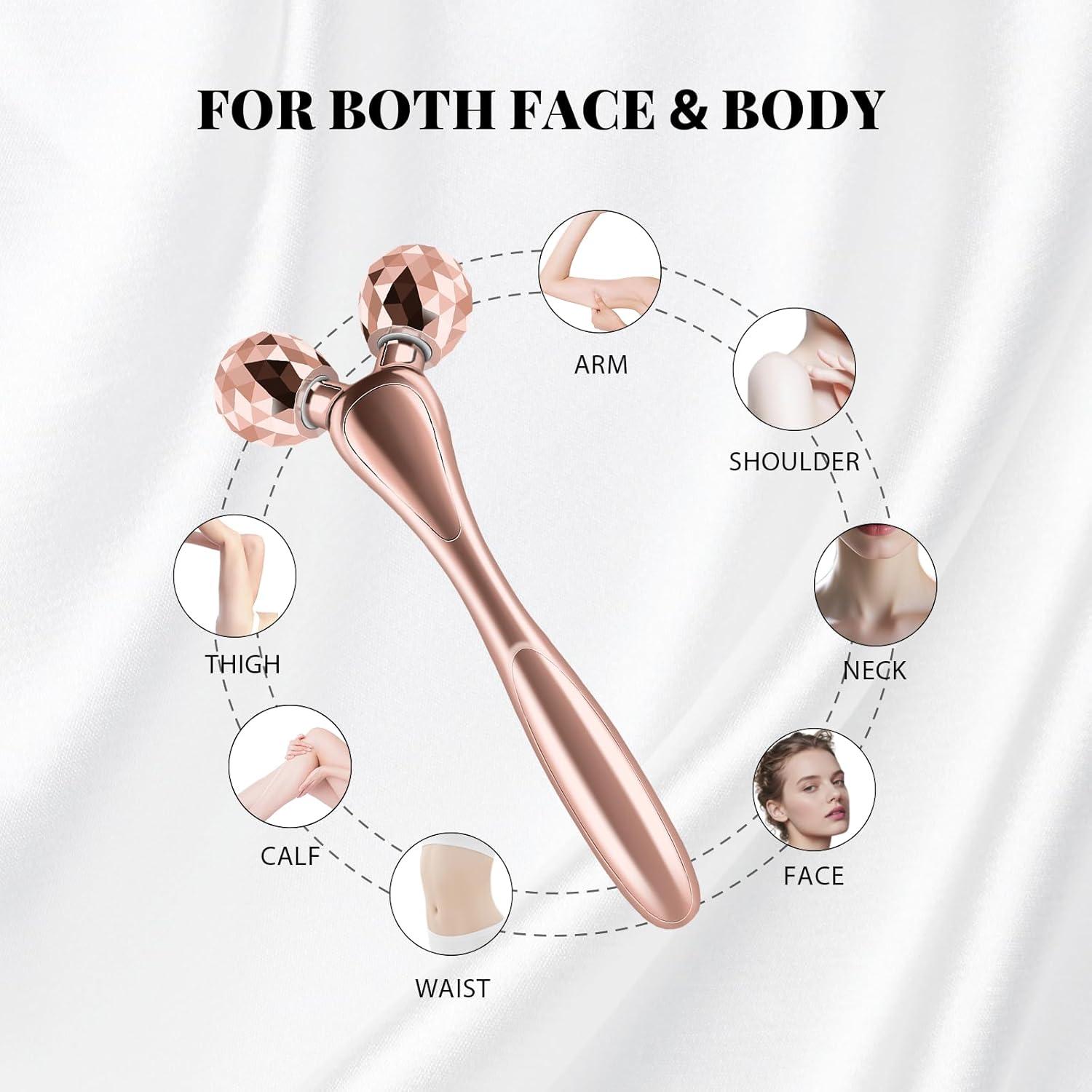 Rodillo de Masaje Facial 3D SZMDLX Oro Rosa - Antienvejecimiento