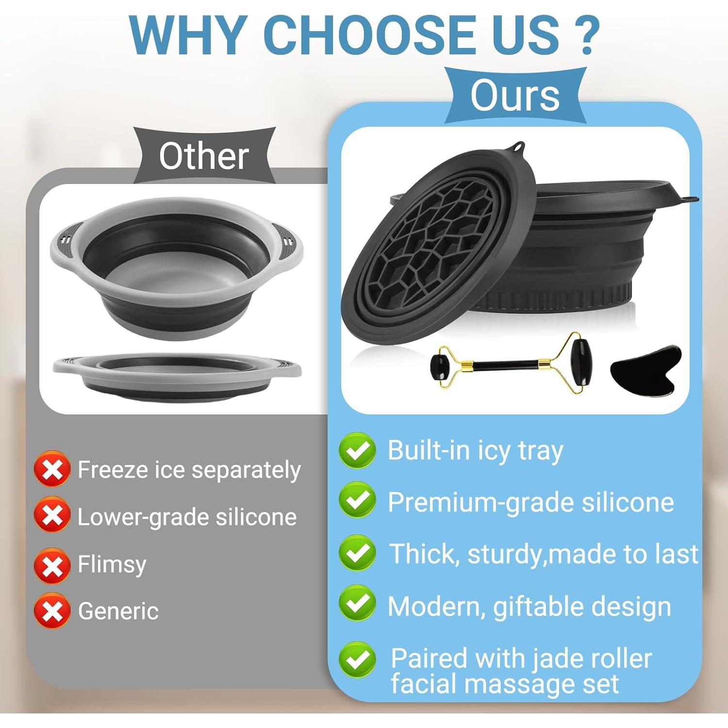 Juego de Baño de Hielo Facial 3pcs Lummitwit - Rodillo y Gua Sha