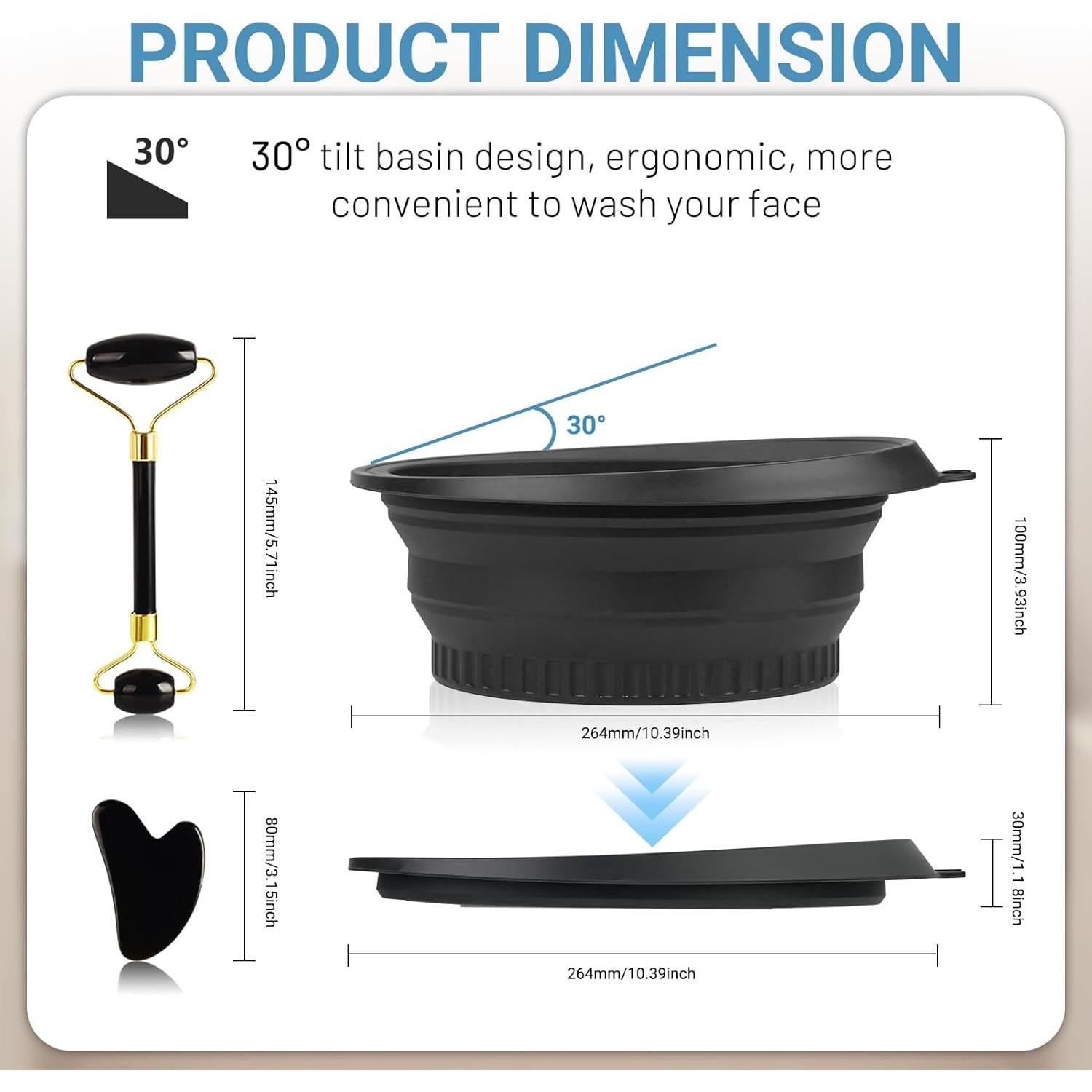 Juego de Baño de Hielo Facial 3pcs Lummitwit - Rodillo y Gua Sha