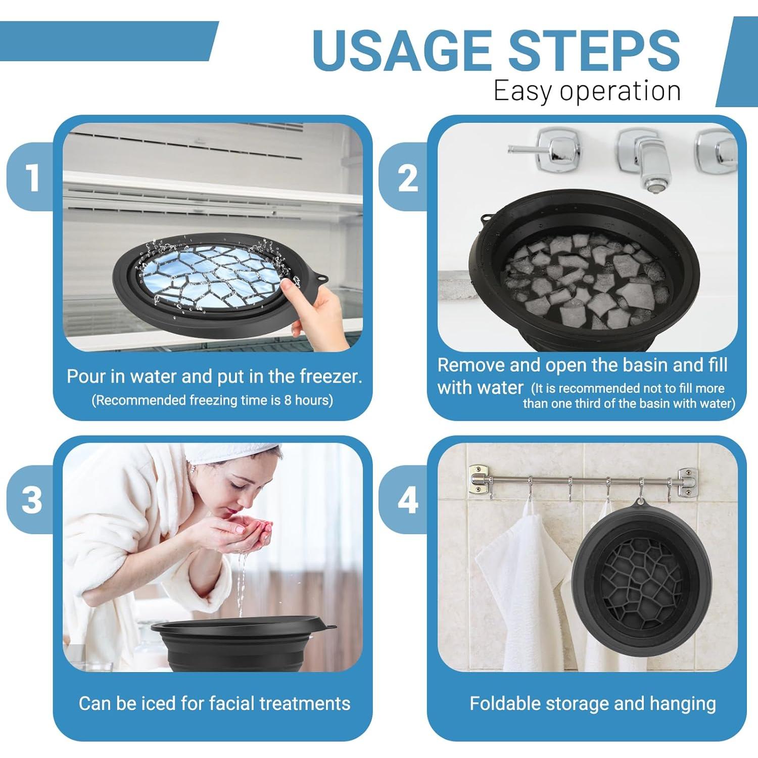 Juego de Baño de Hielo Facial 3pcs Lummitwit - Rodillo y Gua Sha