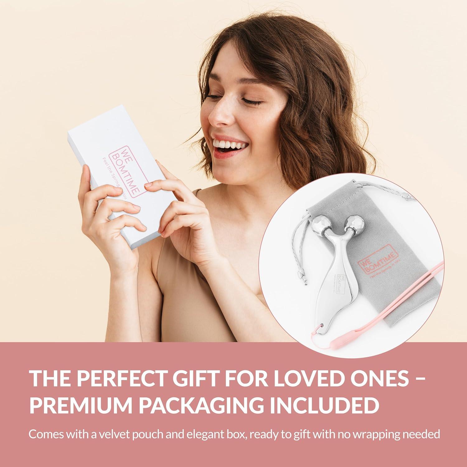 Rodillo Facial 2-en-1 y Gua Sha WEBOMTIME - Masajeador Refrigerante