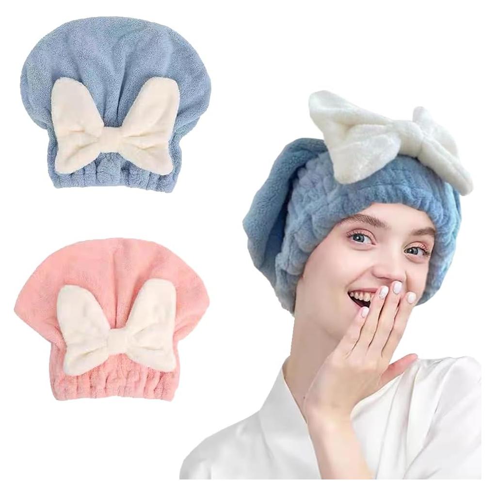 Toallas de Cabello Microfibra Jenmex 2 Piezas Azul y Rosa