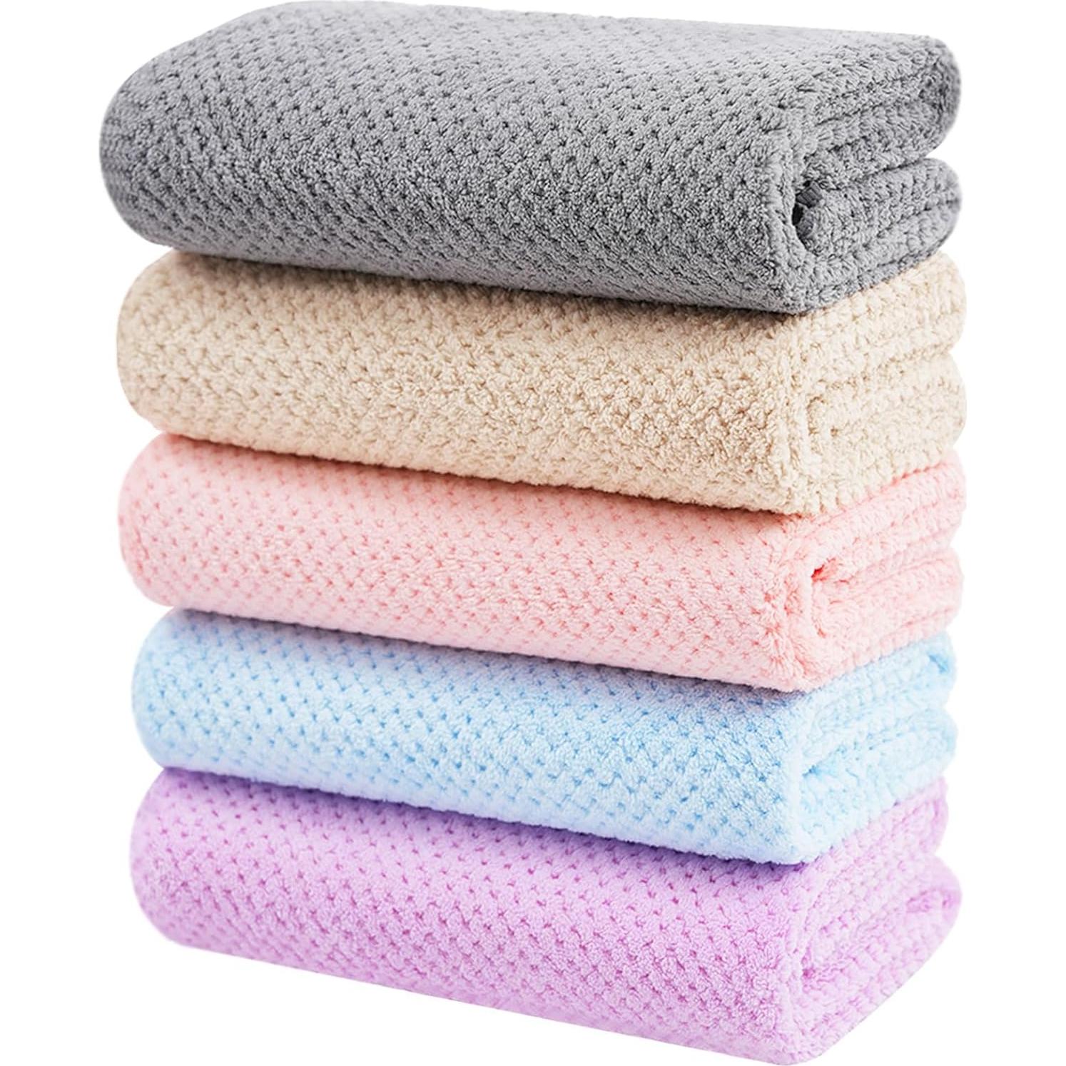 Toallas de Microfibra para Cabello Wuwahold, 5 Piezas 101.6x50.8 cm