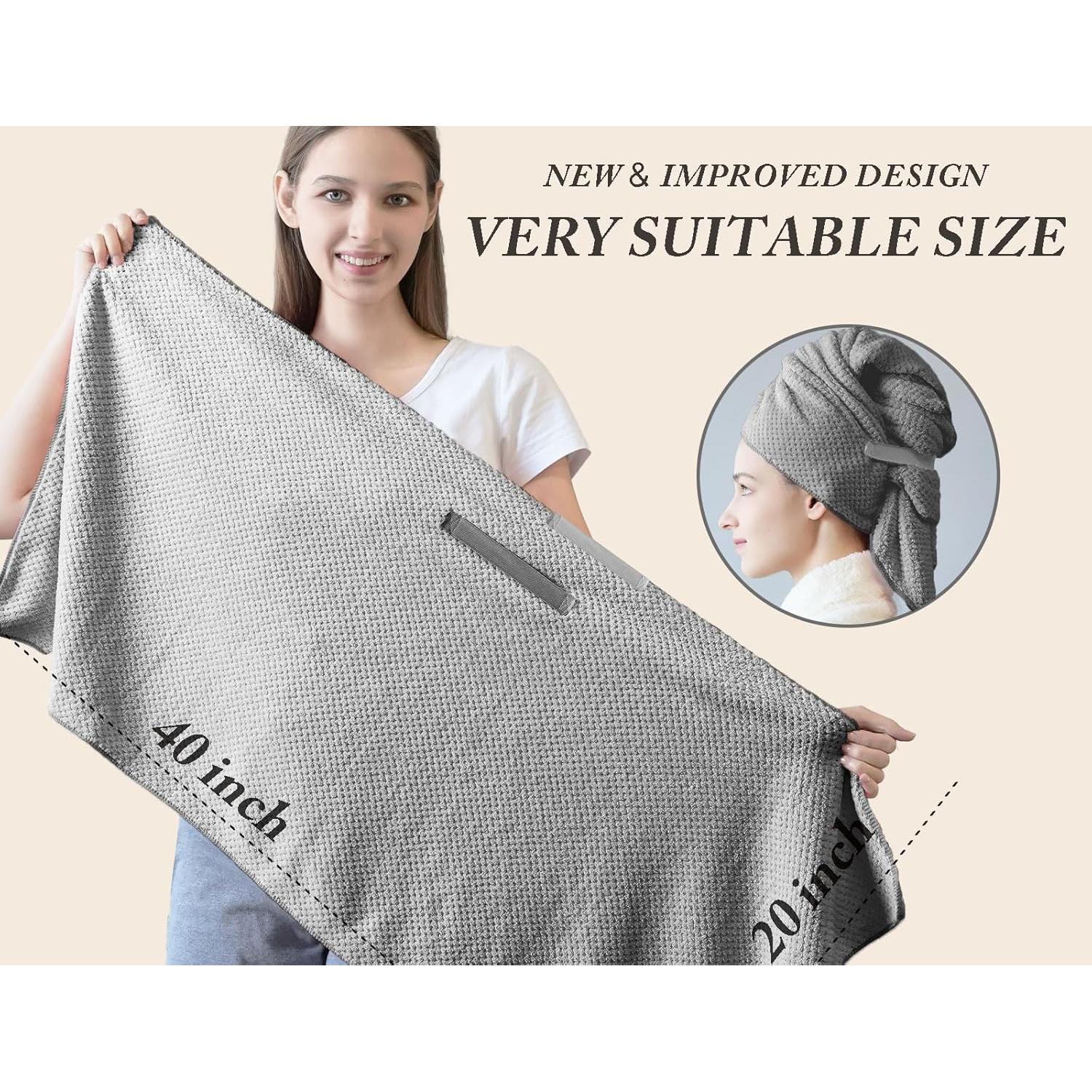 Toallas de Microfibra para Cabello Wuwahold, 5 Piezas 101.6x50.8 cm