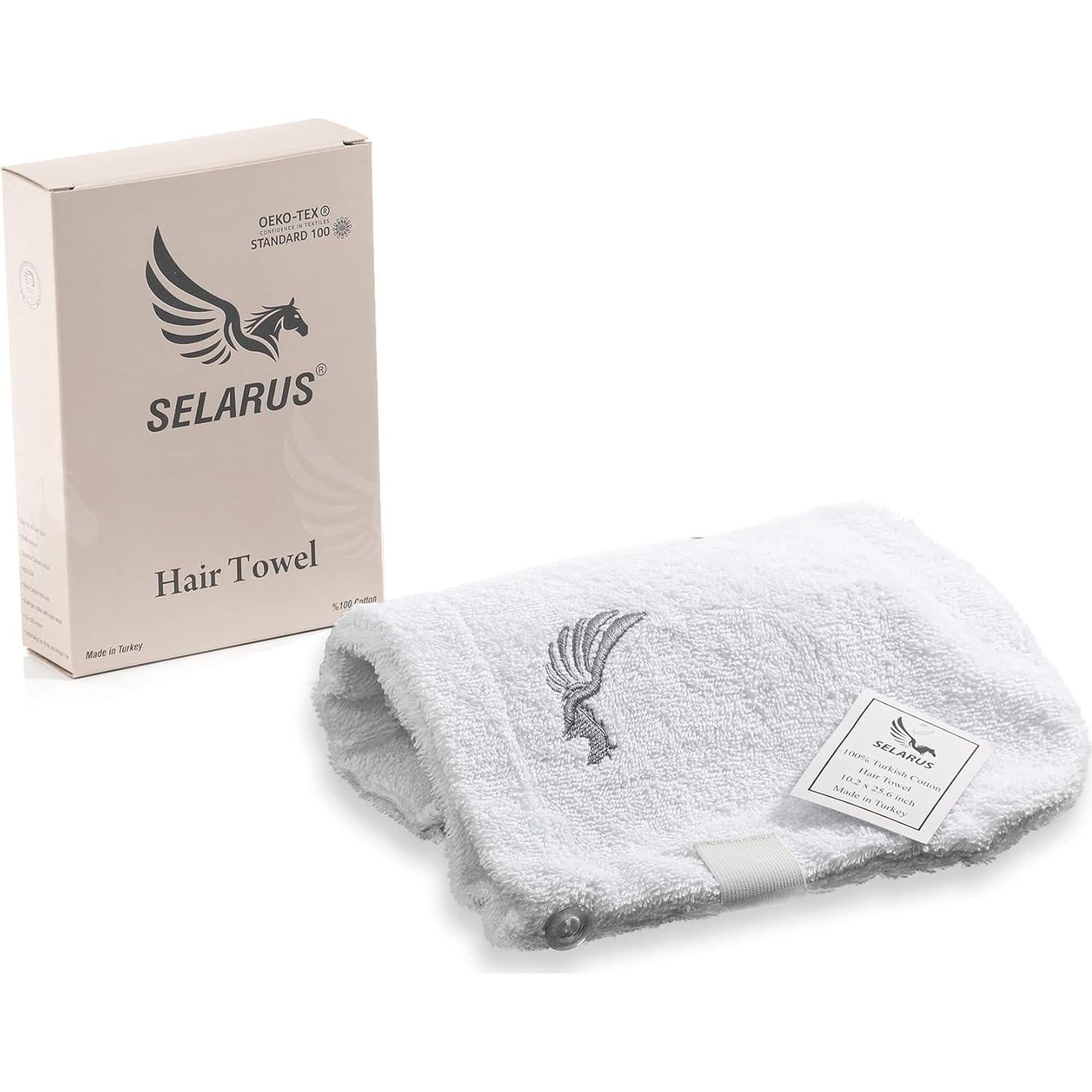 Toalla de Cabello de Algodón Turco Selarus 25.4x66 cm