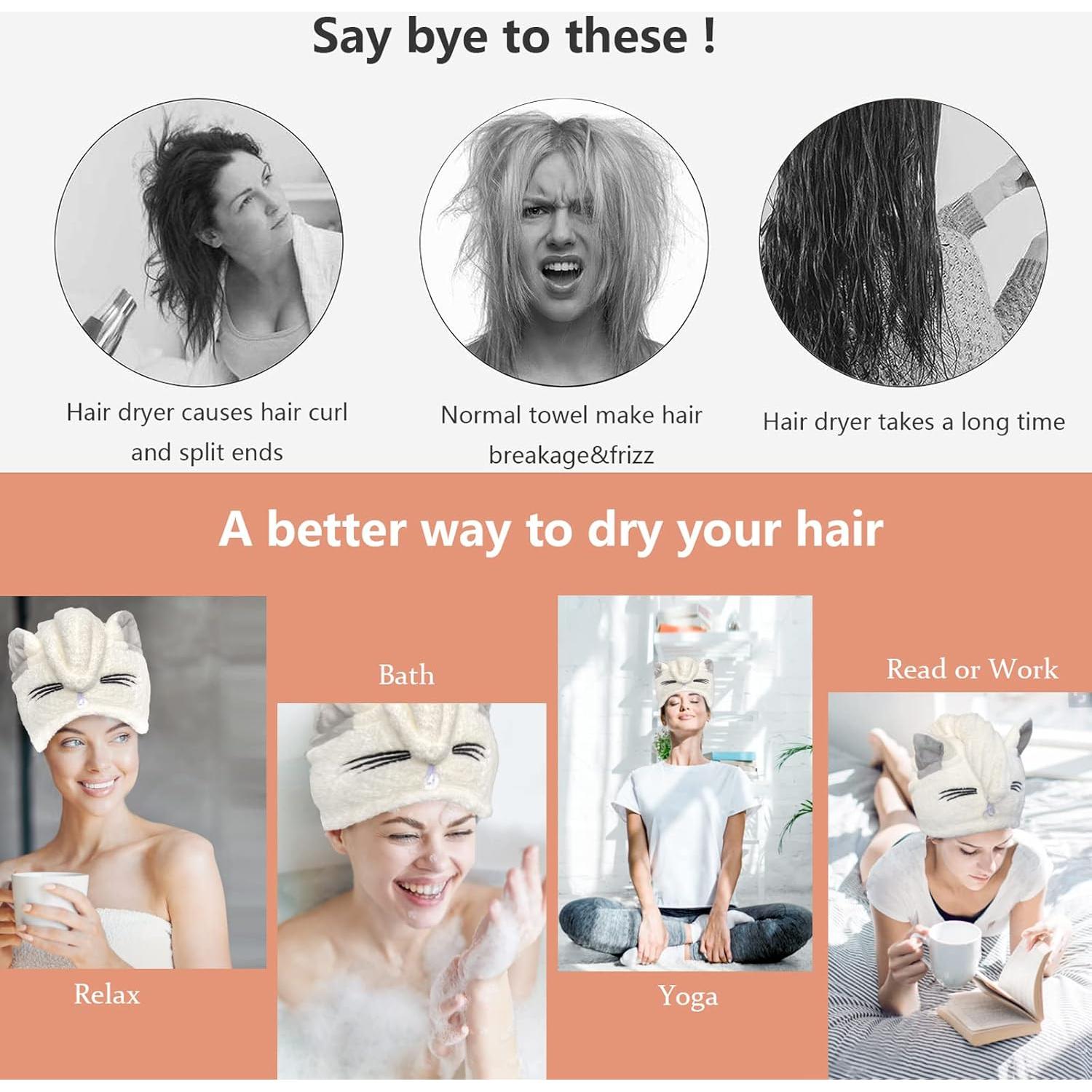 Toalla para el Cabello SISITEN Microfibra Azul y Rosa 65x25 cm