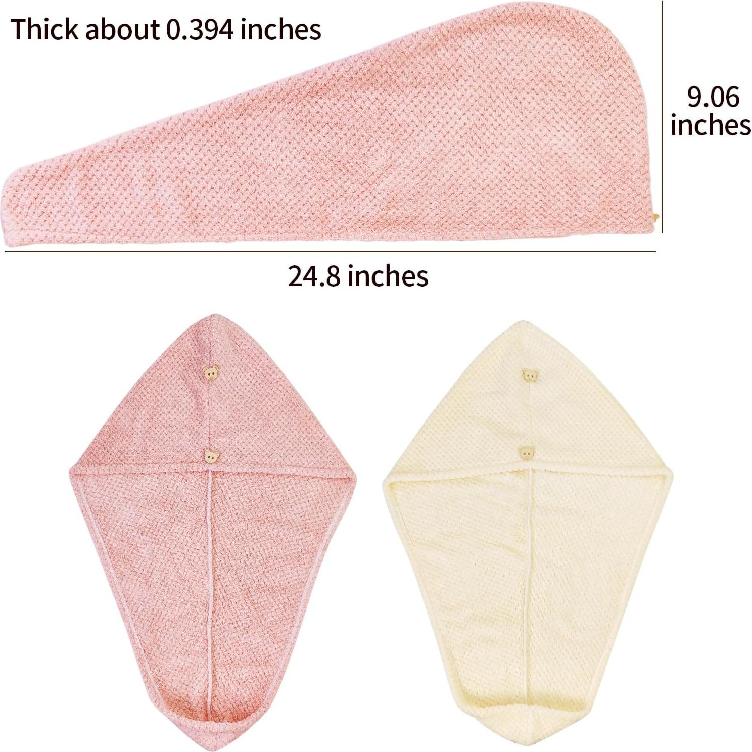 Paquete de 2 Toallas de Microfibra HFZRZFH para Cabello - Rosa y Beige