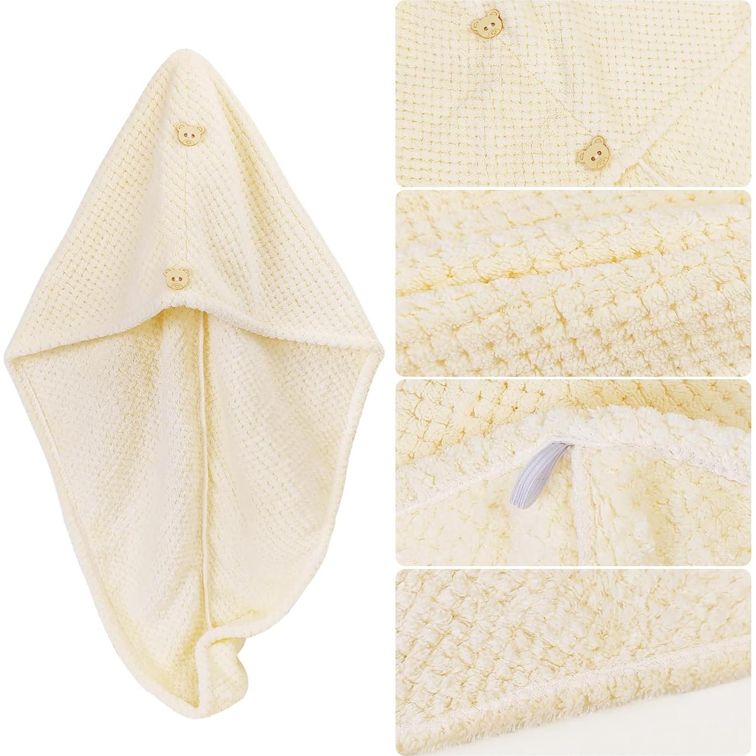 Paquete de 2 Toallas de Microfibra HFZRZFH para Cabello - Rosa y Beige