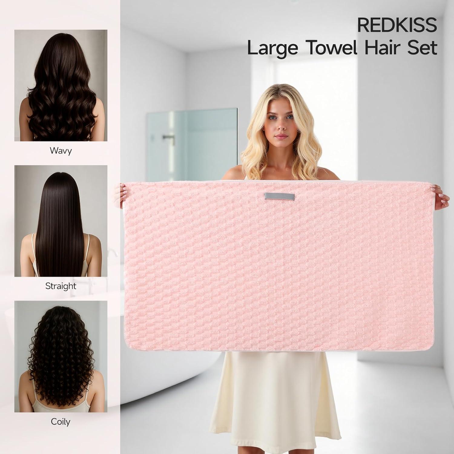 Toalla de Microfibra Rosa REDKISS 61x107 cm para Cabello