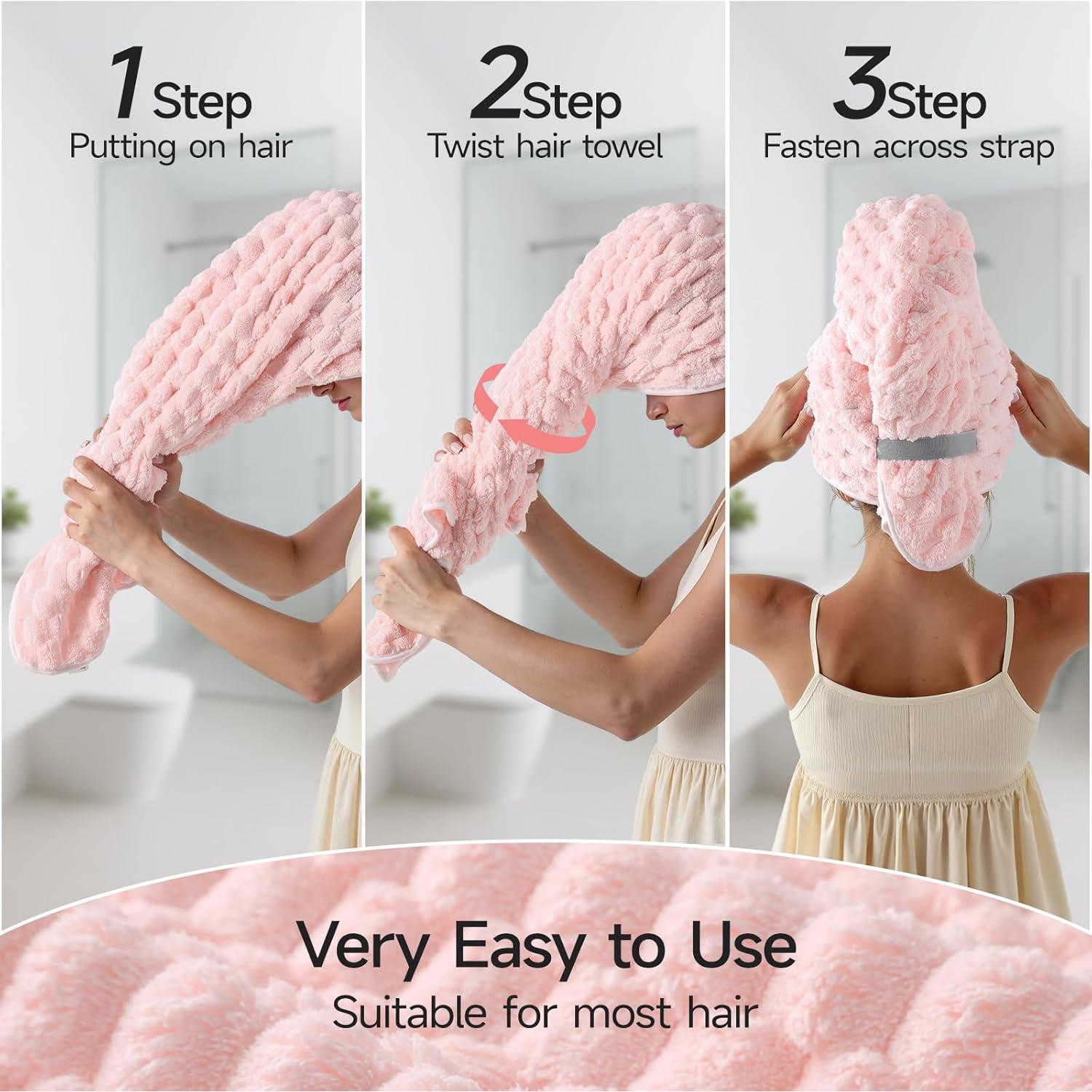 Toalla de Microfibra Rosa REDKISS 61x107 cm para Cabello