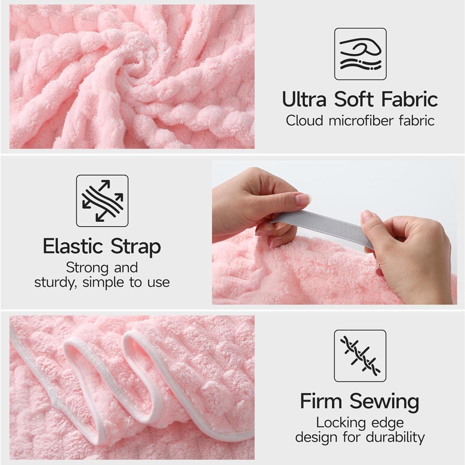 Toalla de Microfibra Rosa REDKISS 61x107 cm para Cabello