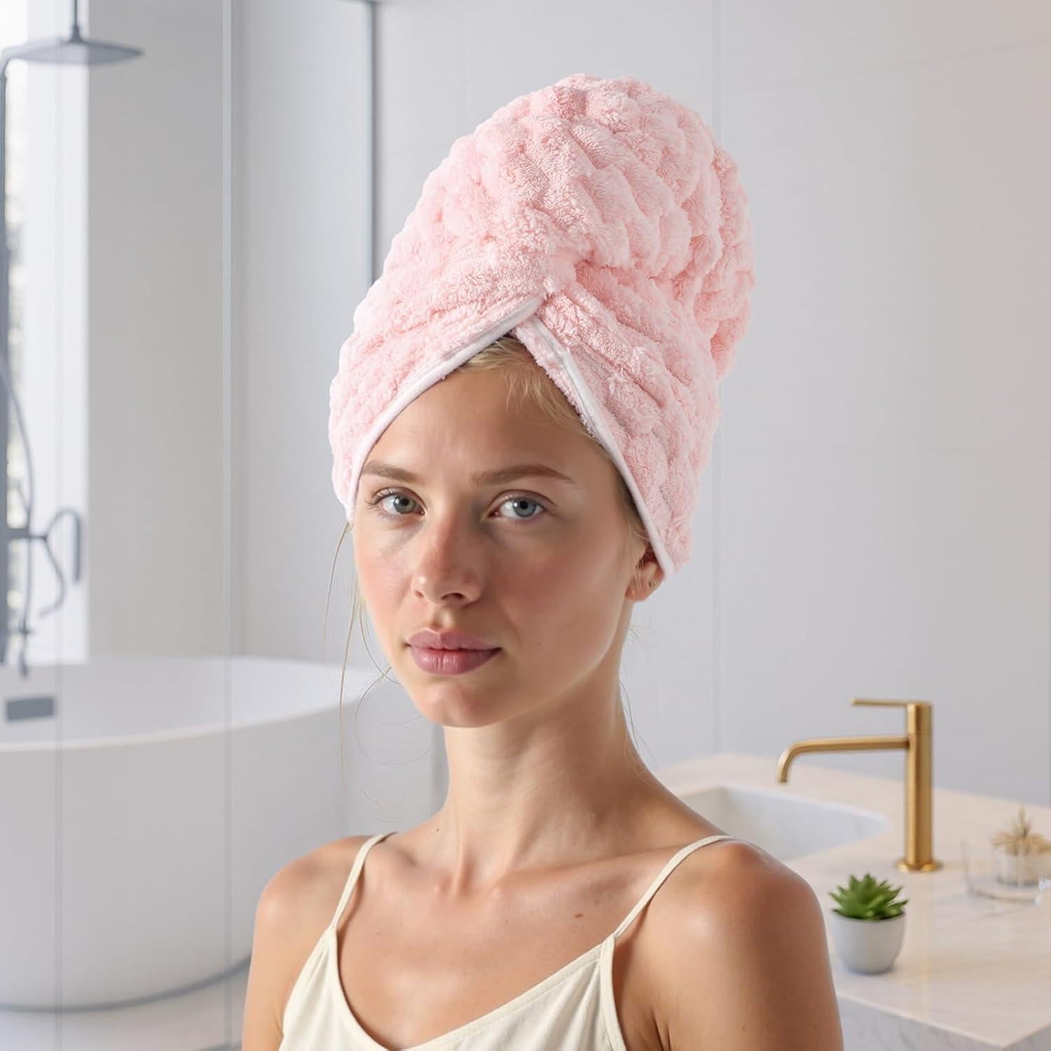 Toalla de Microfibra Rosa REDKISS 61x107 cm para Cabello