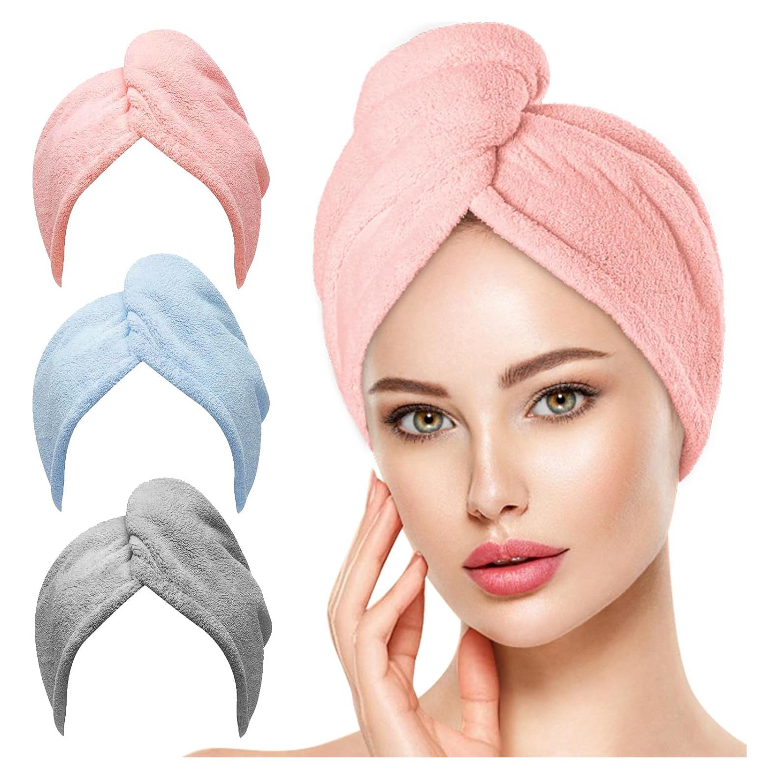 Toalla de Microfibra OEAGO para Cabello - 3 Unidades Anti Frizz