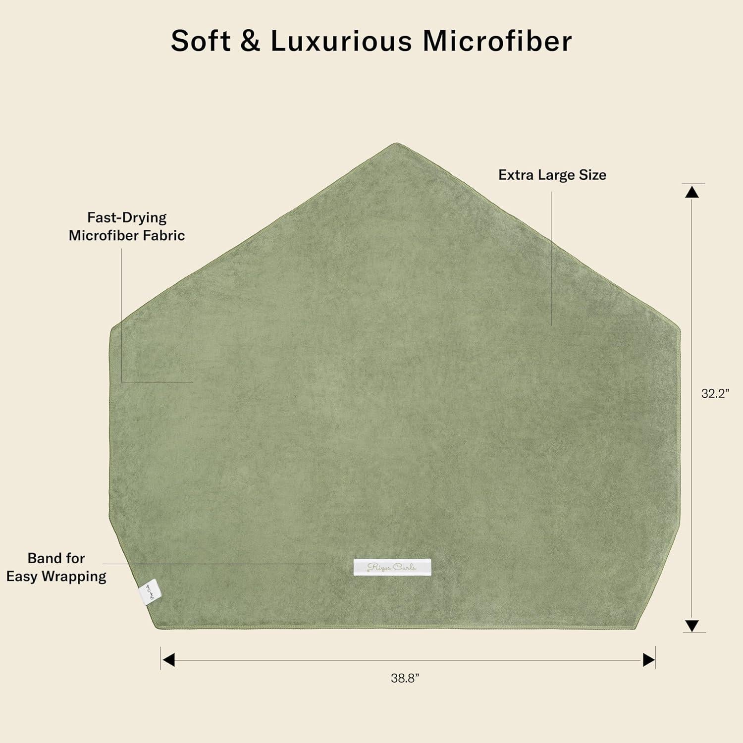 Toalla de Microfibra Rizos Curls Verde 98.5x81.5cm - Secado Rápido