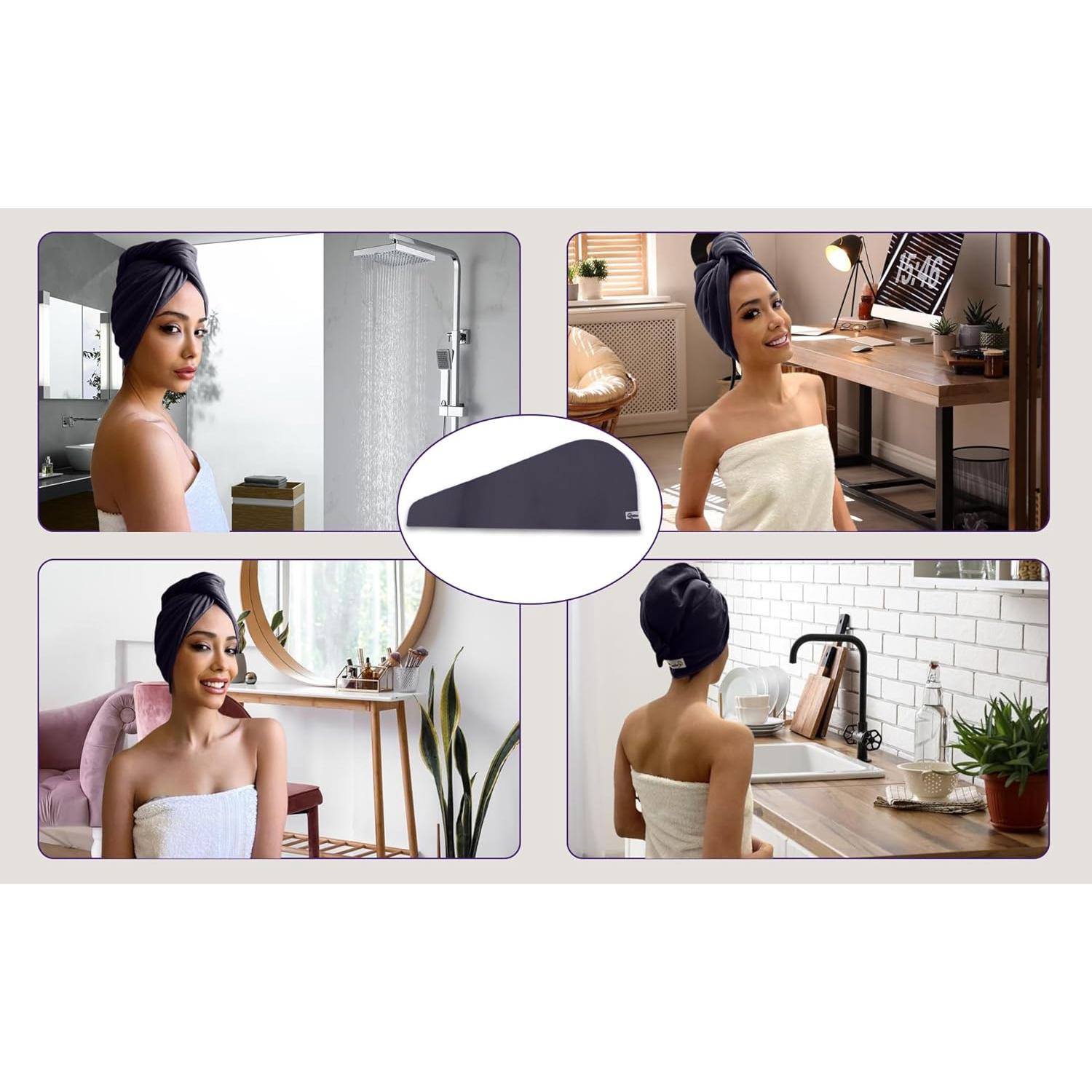 Toalla de Cabello Radiant Queen 100% Algodón Gris Ballena 68.6x25.4cm