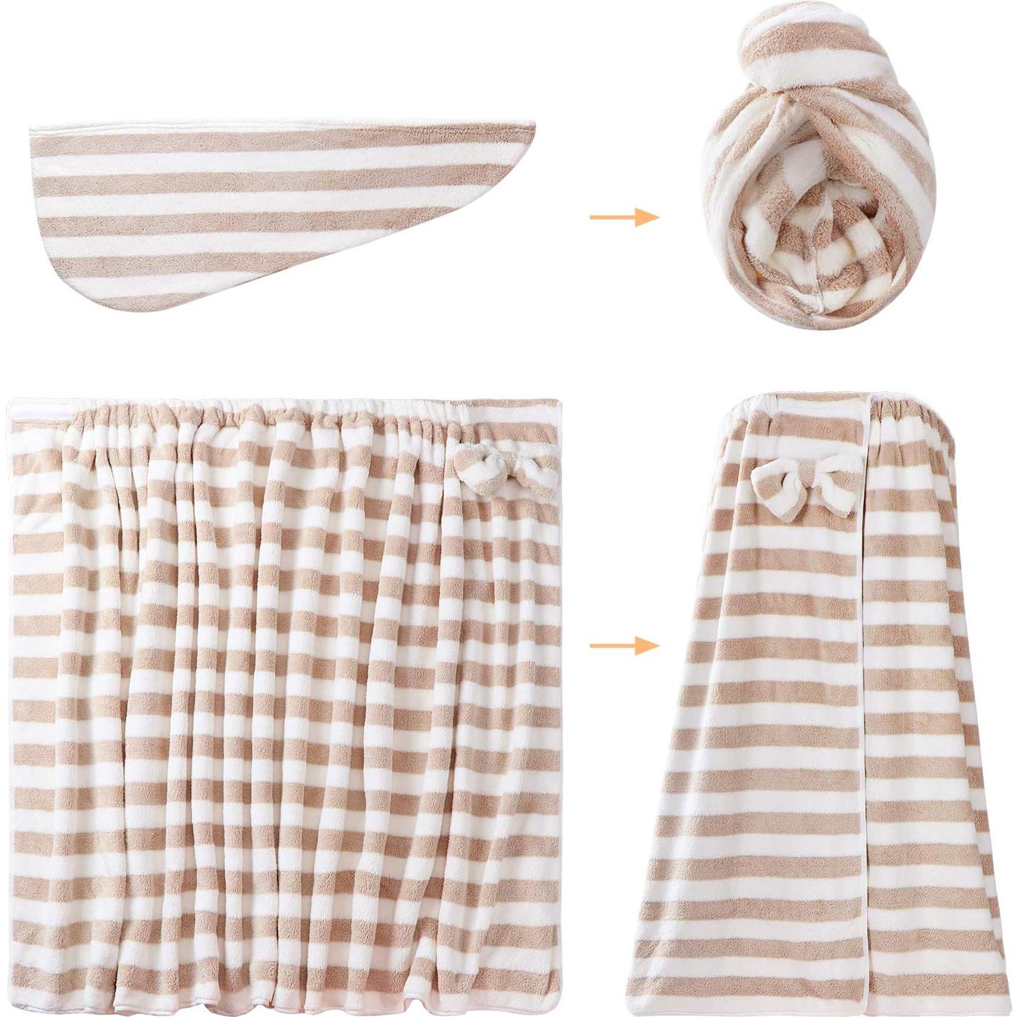 Envoltura de Toalla de Microfibra H HomeZzz M-L Raya Latte
