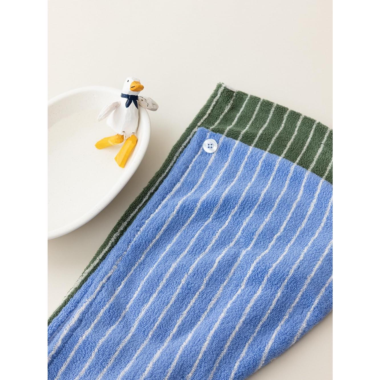 Toalla de Cabello WENSHUO 100% Algodón Ultra Absorbente Rayas