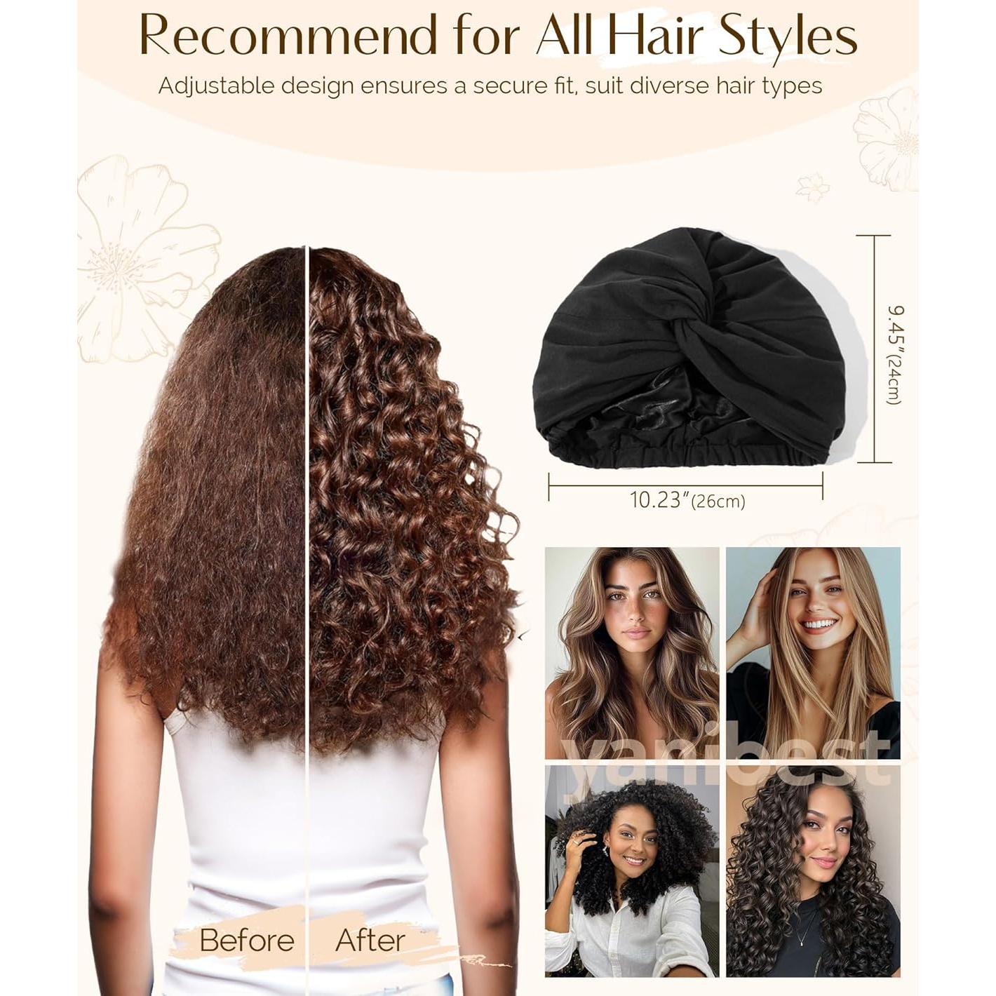 Turbante de Seda YANIBEST para Dormir - Ajuste Seguro y Suave
