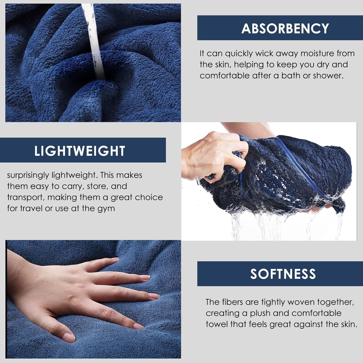 Toallas de Baño GraceAier 4 Pack Microfibra 71x142 cm Secado Rápido