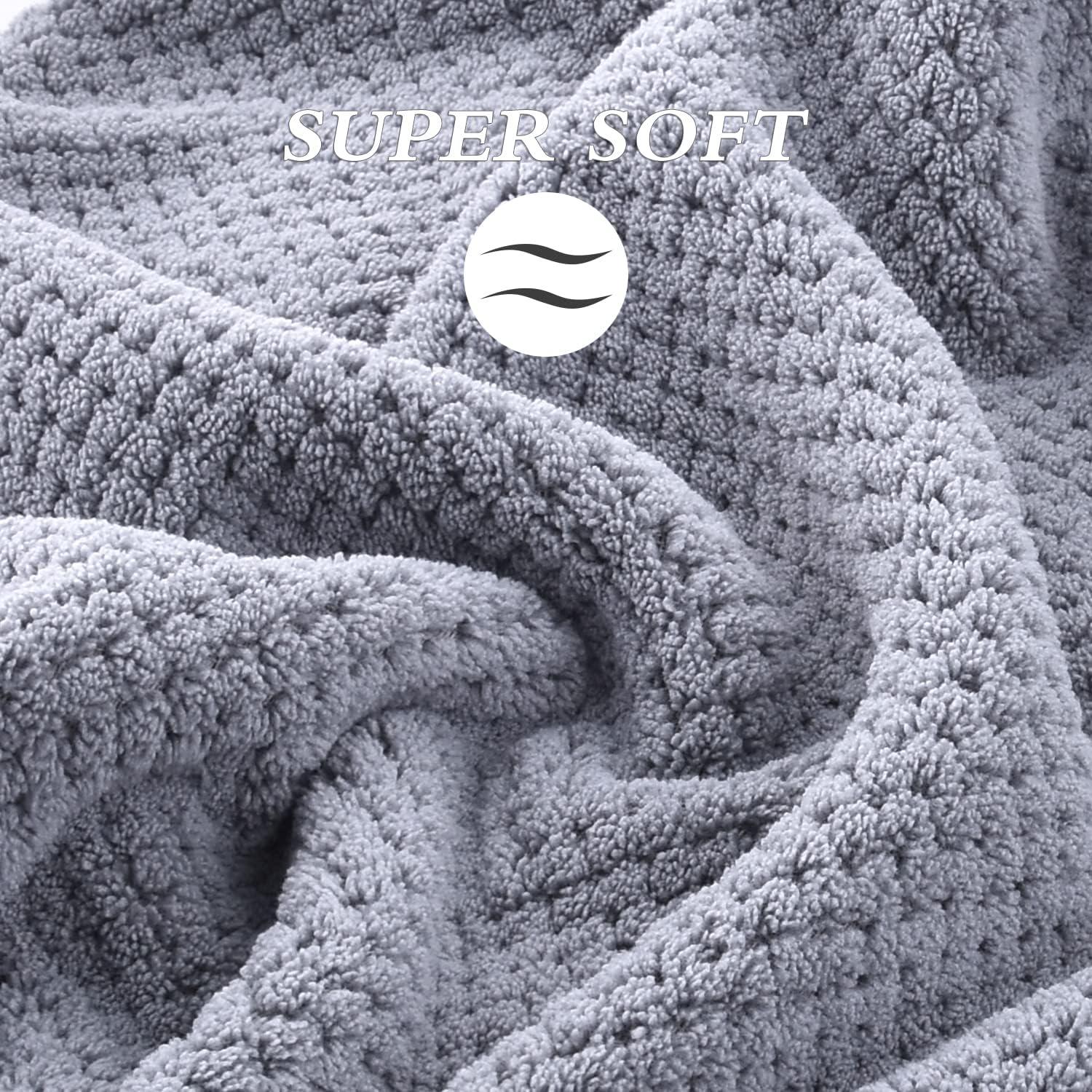 Toalla de Cabello Grande WKJHO Microfibra Gris 101.6x67.3cm