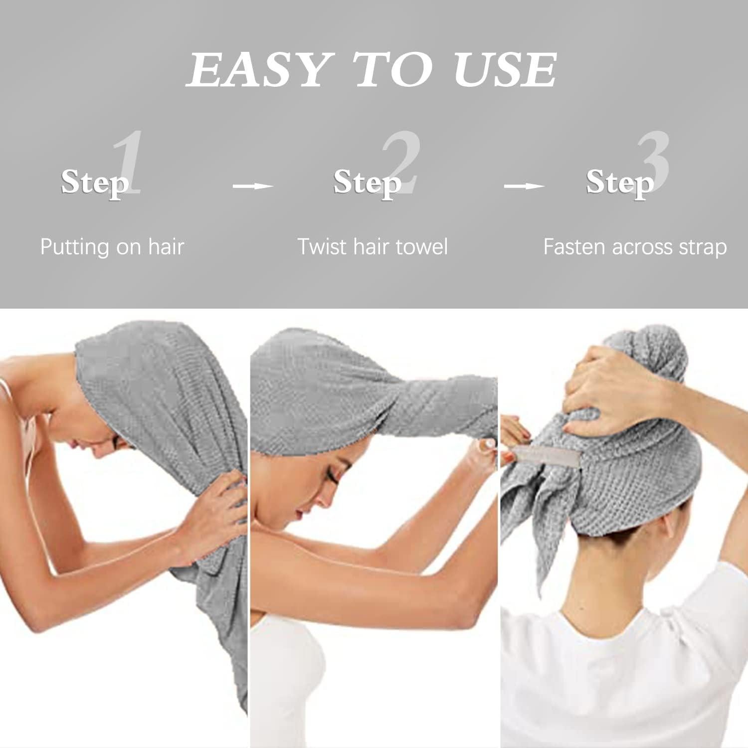 Toalla de Cabello Grande WKJHO Microfibra Gris 101.6x67.3cm