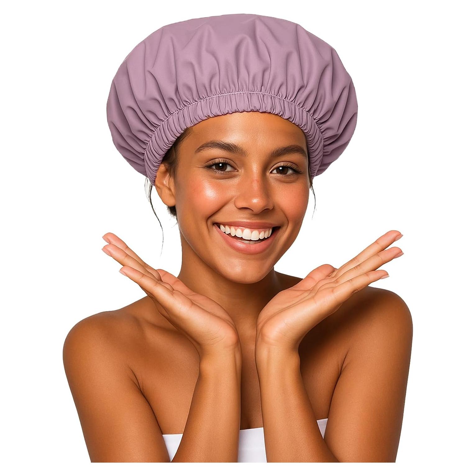 Gorro de Ducha Reutilizable TFUSOM Mediano Púrpura Impermeable