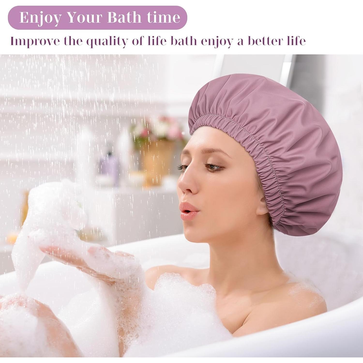 Gorro de Ducha Reutilizable TFUSOM Mediano Púrpura Impermeable