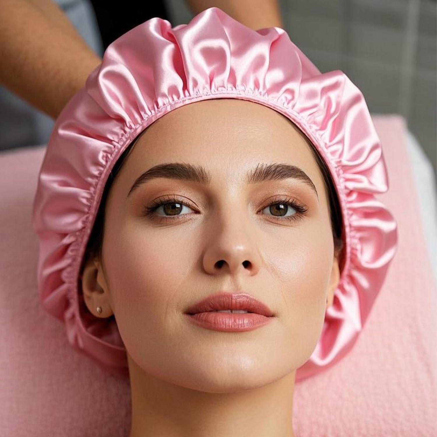 Gorras de Ducha Reutilizables OHOO 4PCS Satén EVA Impermeable