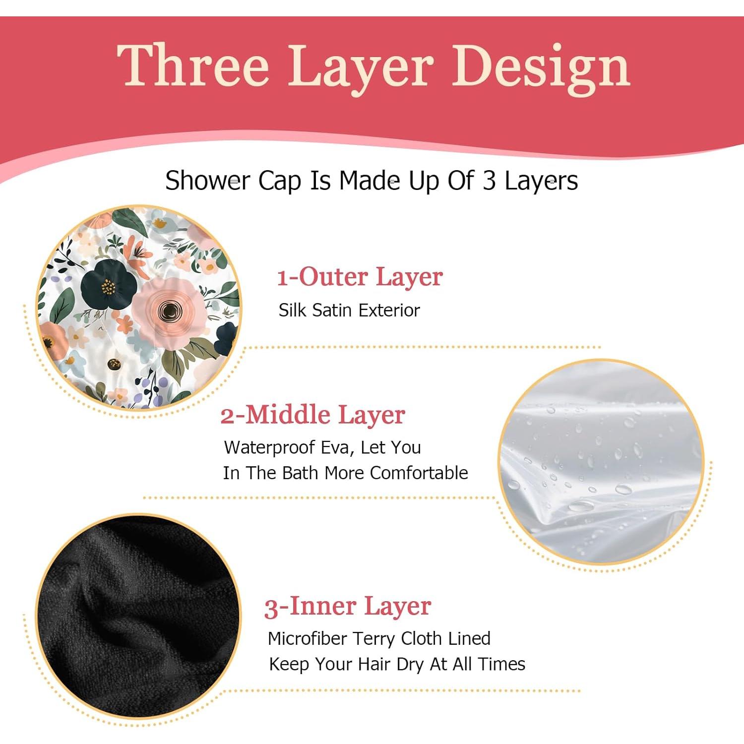 Gorro de Ducha de Toalla Deokke Triple Capa Impermeable 35 cm