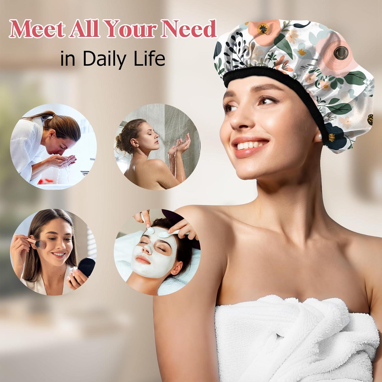 Gorro de Ducha de Toalla Deokke Triple Capa Impermeable 35 cm