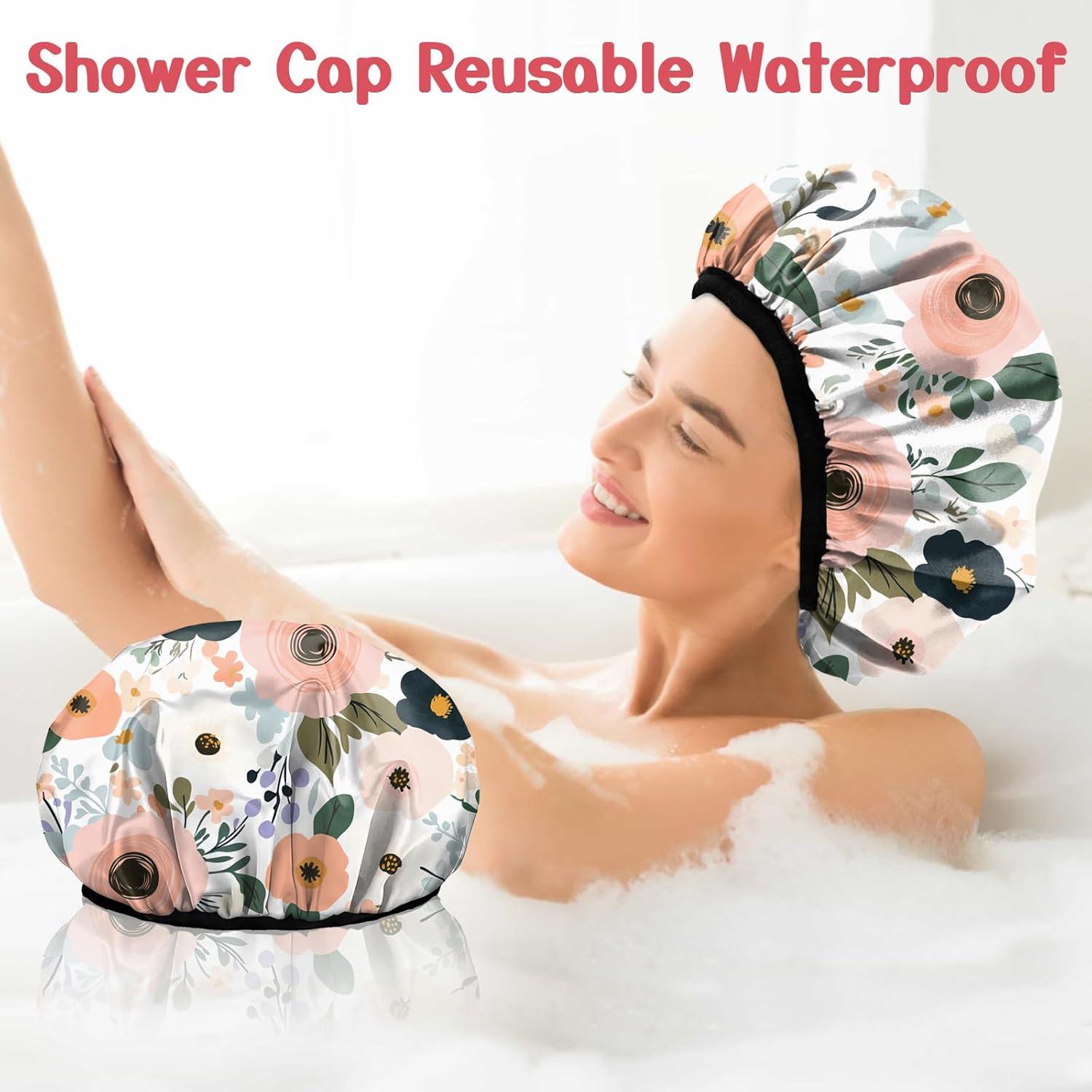 Gorro de Ducha de Toalla Deokke Triple Capa Impermeable 35 cm