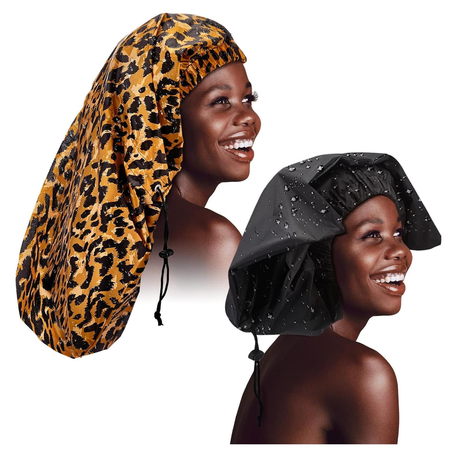Gorro de Ducha Jumbo SATINIOR 2 Pcs Impermeable Leopardo