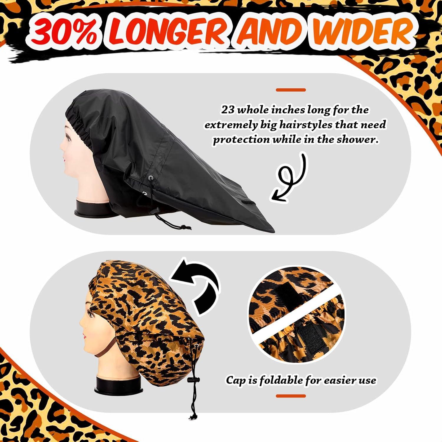 Gorro de Ducha Jumbo SATINIOR 2 Pcs Impermeable Leopardo