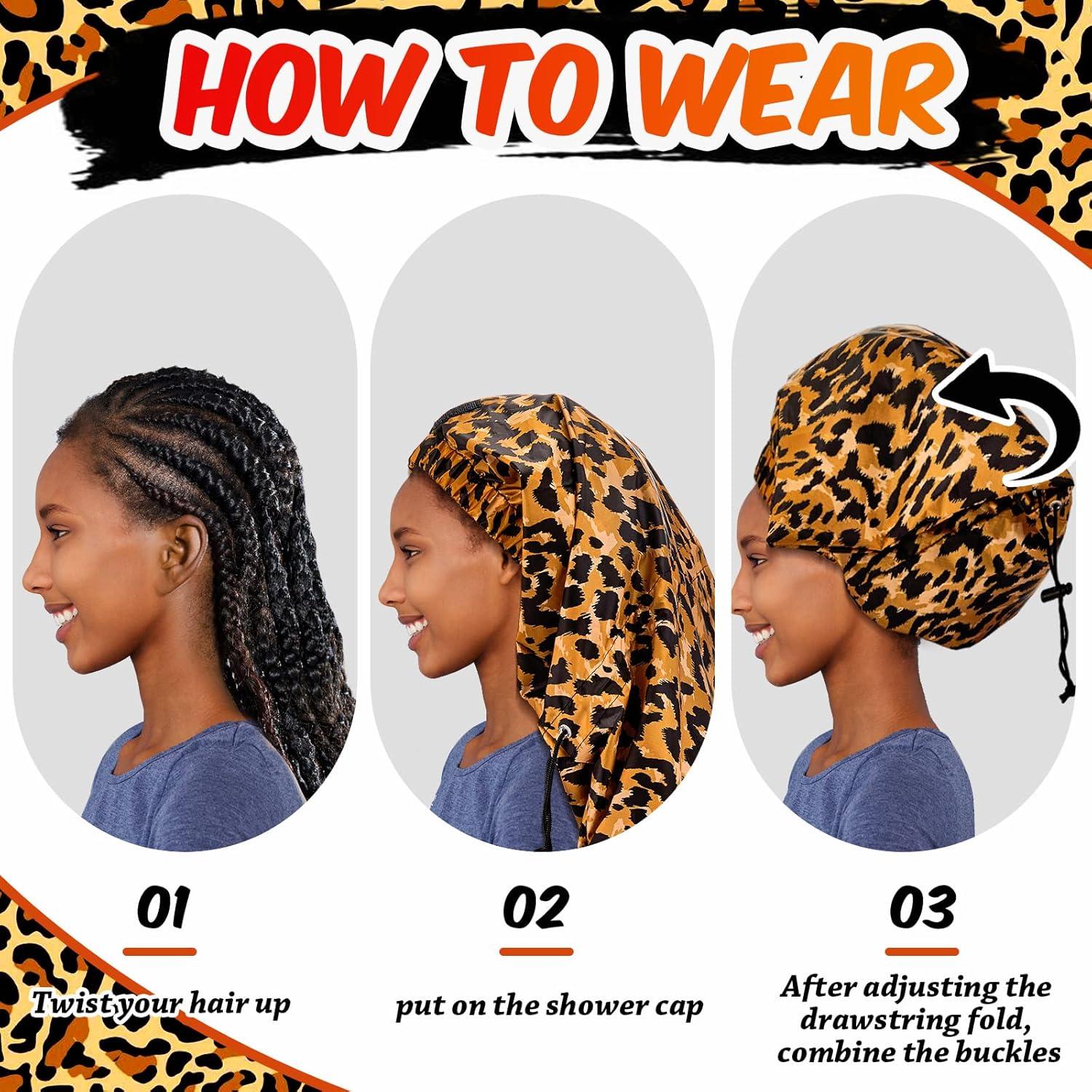 Gorro de Ducha Jumbo SATINIOR 2 Pcs Impermeable Leopardo