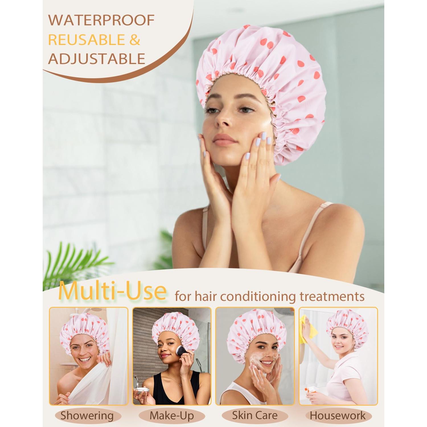 Gorro de Ducha Grande Reutilizable Luvruitaky Impermeable Satén