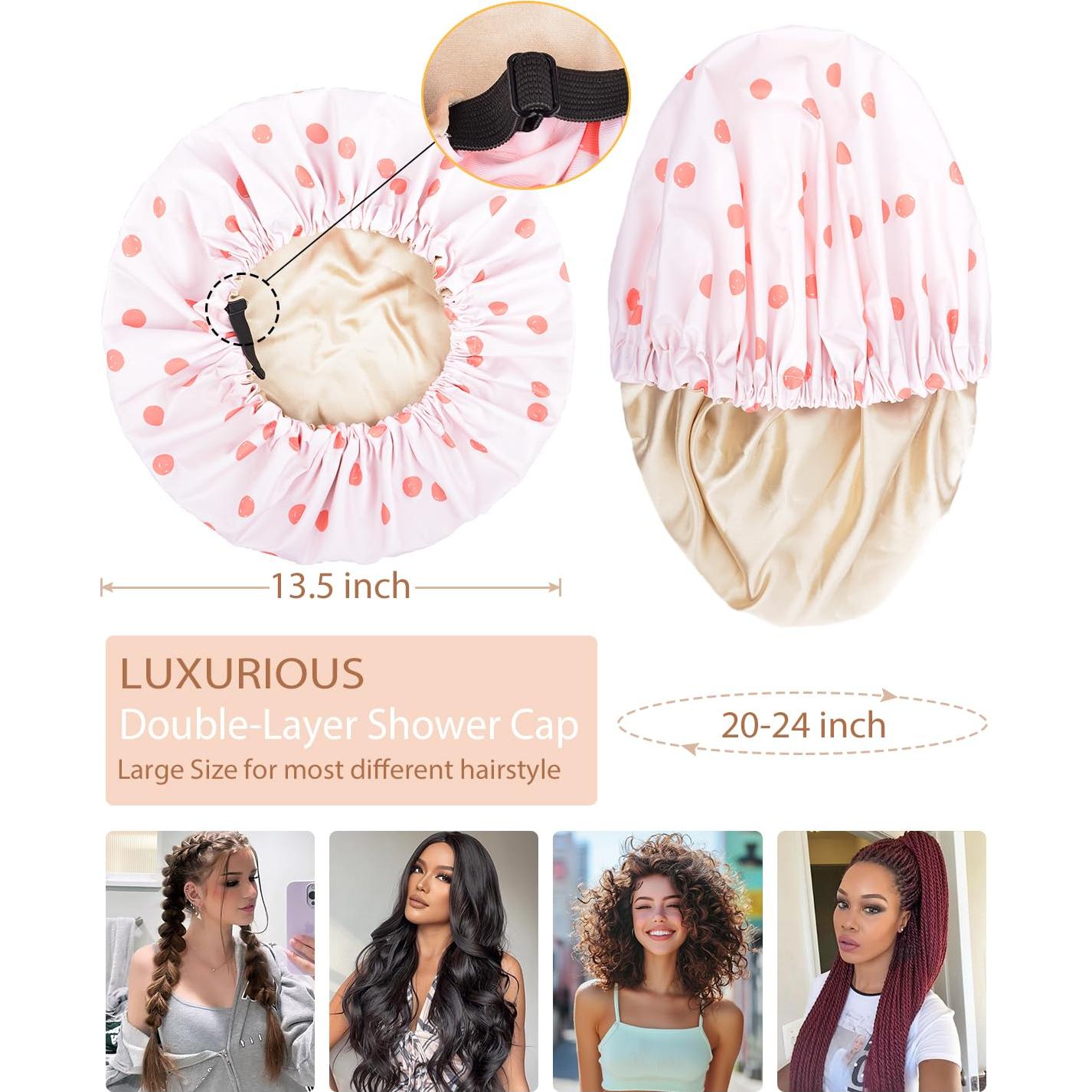 Gorro de Ducha Grande Reutilizable Luvruitaky Impermeable Satén