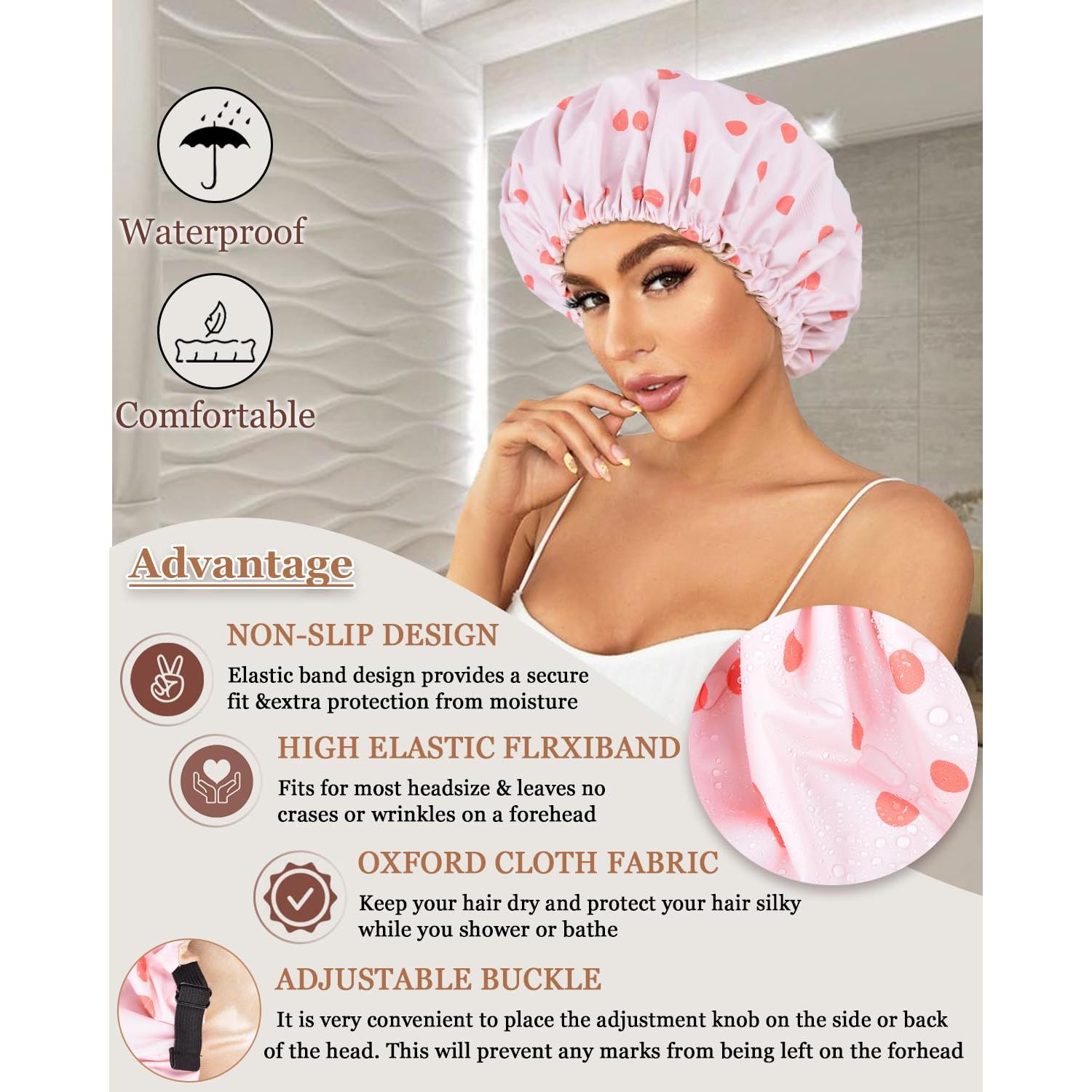 Gorro de Ducha Grande Reutilizable Luvruitaky Impermeable Satén