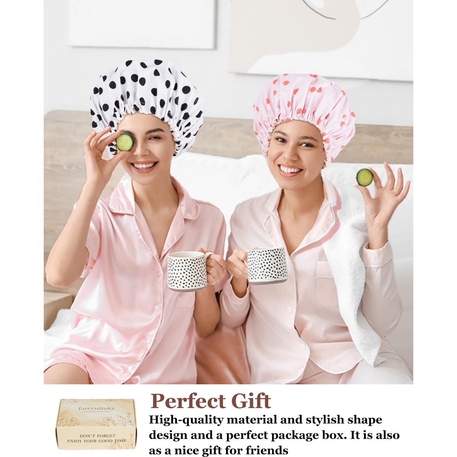 Gorro de Ducha Grande Reutilizable Luvruitaky Impermeable Satén