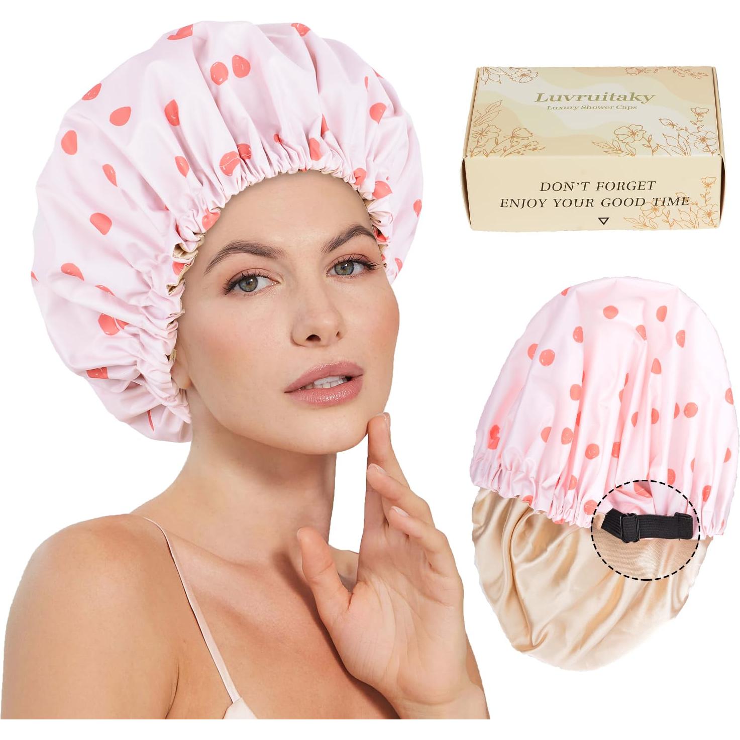 Gorro de Ducha Grande Reutilizable Luvruitaky Impermeable Satén